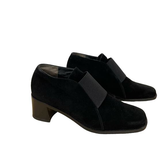 Paul Green Slip on Heel Loafer Suede Black Booties - Picture 1 of 8